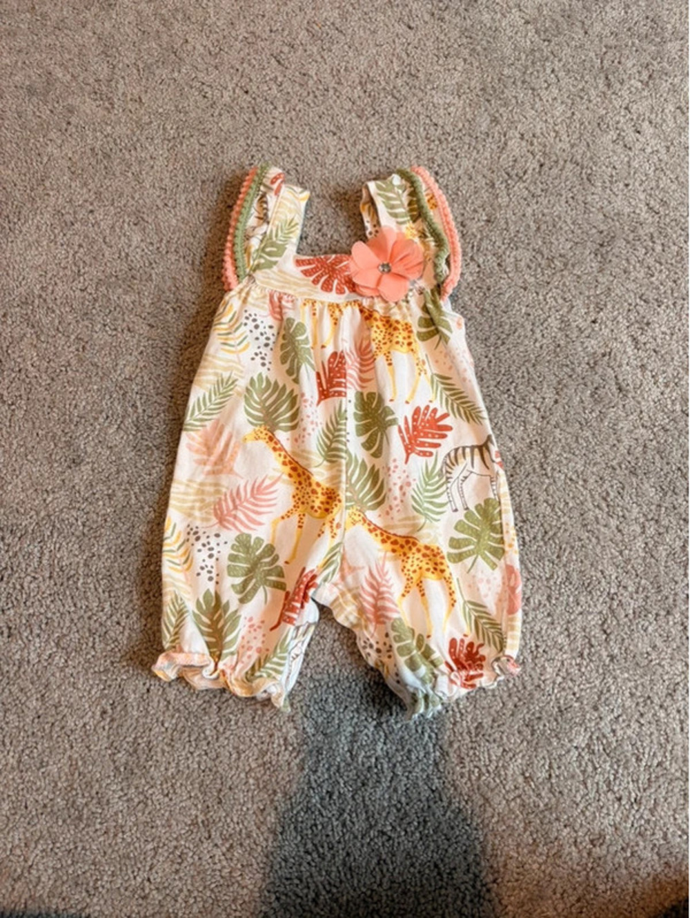 Good Lad Safari Jungle Romper 3 Months Giraffe Zebra One Piece